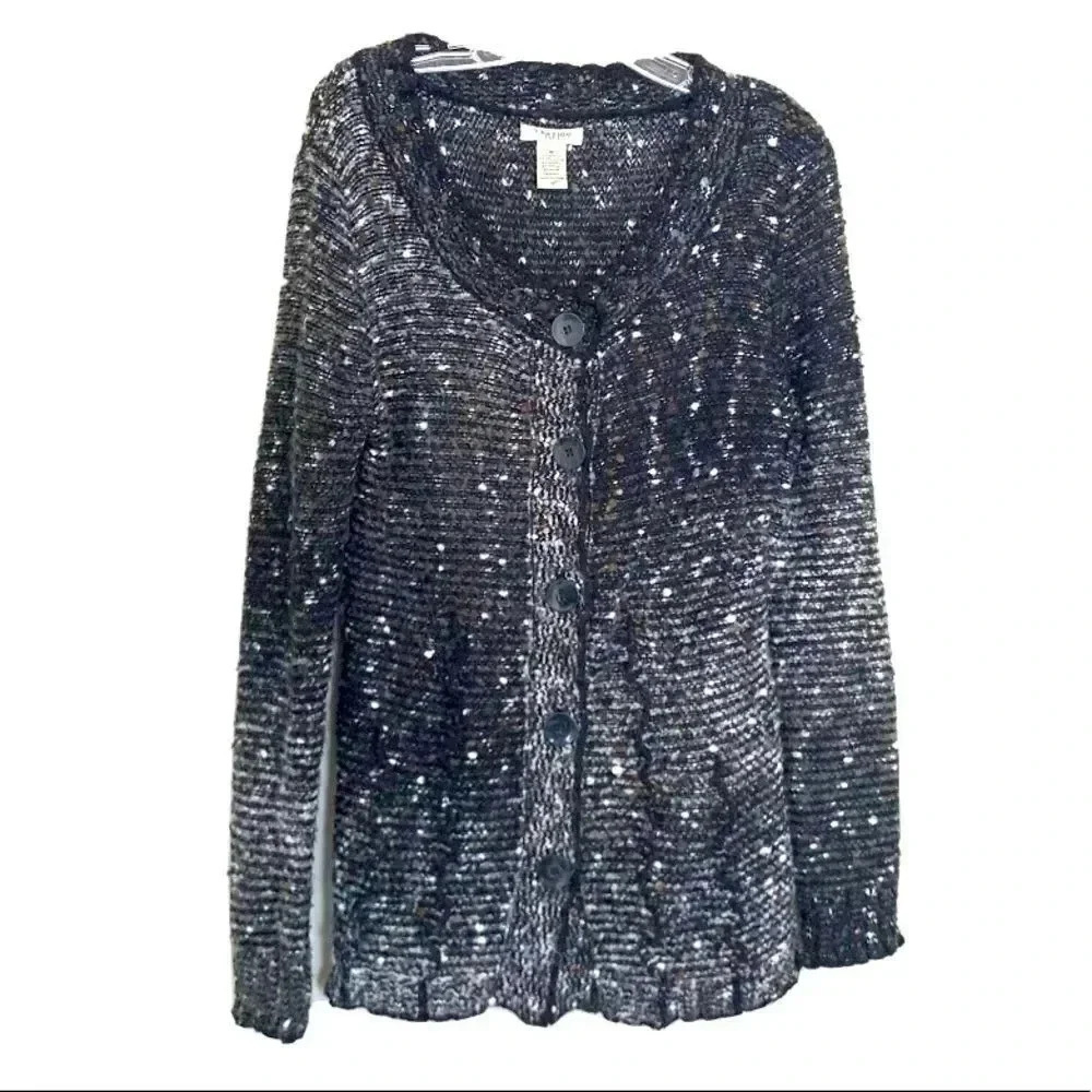 Vertigo Paris Knit Black Grey Cardigan Sweater